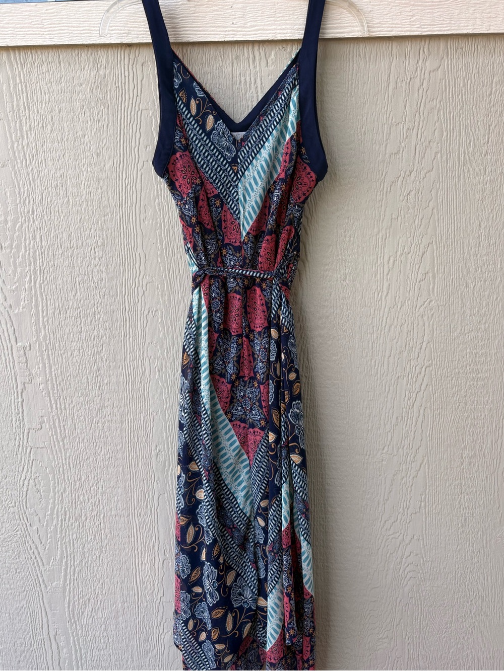 Signature by Robbie Bee Navy Multi-Print V-Neck Maxi Dress